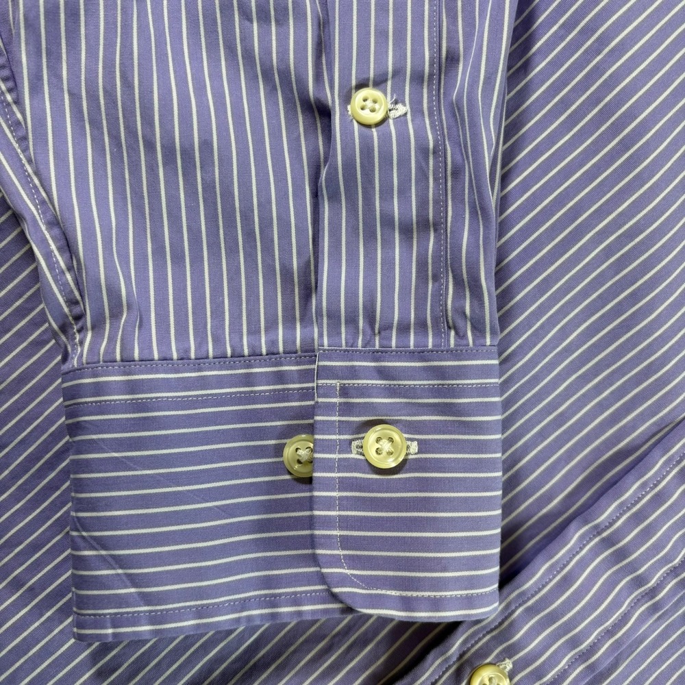 Polo Ralph Lauren Button Down Mens 16.5 32/33 Purple White Striped Classic Fit - Picture 8 of 11